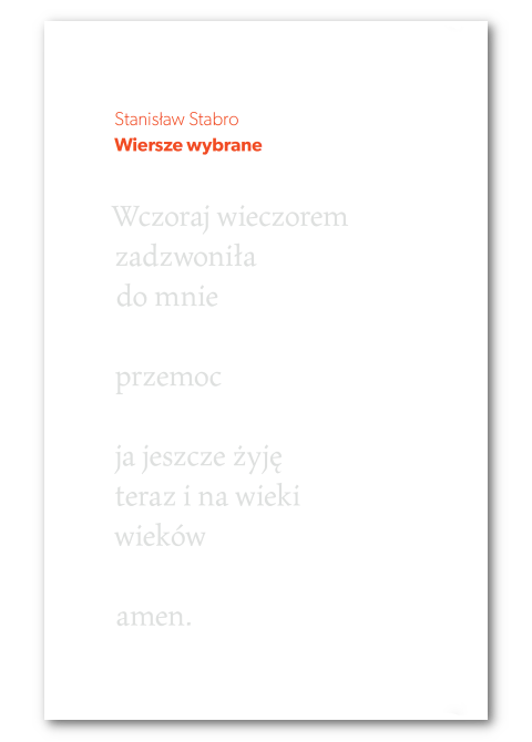 Okładka książki "Stanisław Stabro. Wiersze wybrane"